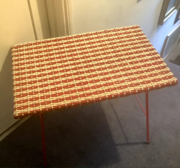 1950s Red And White Plastic Covered Side Table