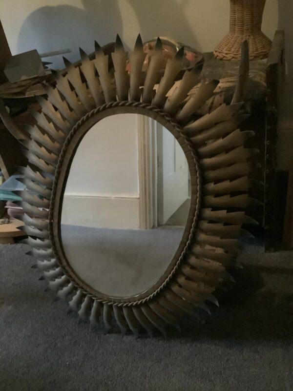 1960s Oval Mirror In A Metal Frame